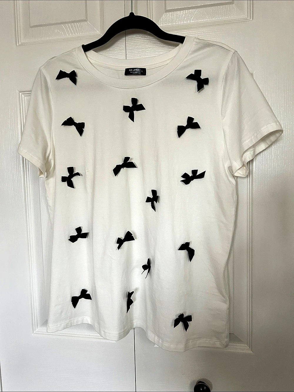 Ava James Bow Detail Short Sleeve Tee Size Large